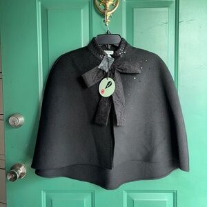NWT Prabal Gurung one size black cape with bow and embellishments